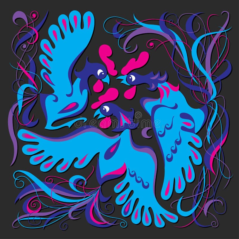 Group of vector blue birds vector illustration