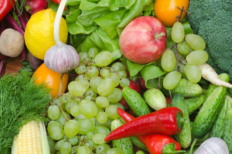 Group of Vegetables and Fruits on Table Stock Photo Image of autumn