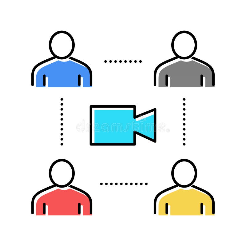 Group video calling conversation color icon vector illustration vector illustration