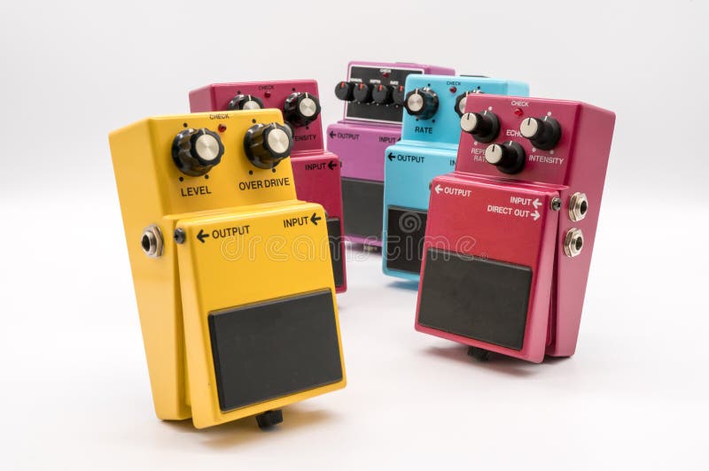 Group of Vintage Guitar Pedals Stock Image Image of music, line 95319393