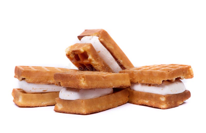 Group of waffles stuffed souffle royalty free stock images