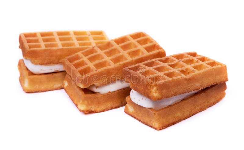 Group of waffles stuffed souffle royalty free stock image