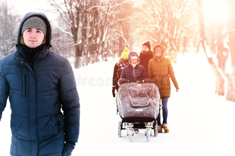 Group walk outdoor winter royalty free stock images Group walk outdoor winter royalty free stock images