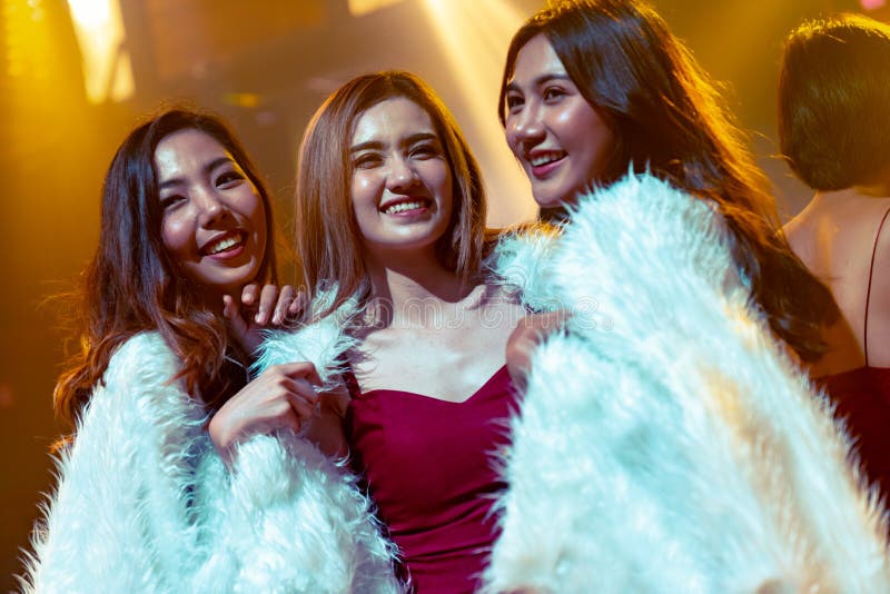 Group Of Women Friend Having Fun At Party In Dancing Club Stock Image Image Of Group Dancing