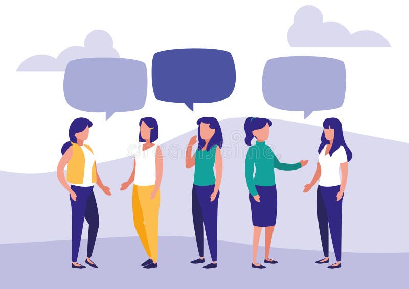 Group of Women Talking Characters Stock Vector Illustration of