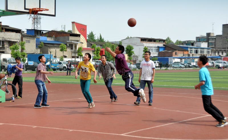 Pengzhou, China: Chinese Youths Playing Basketball