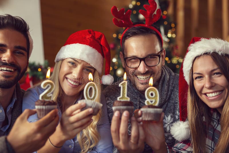 Friends on New Year`s Day royalty free stock image Friends on New Year`s Day royalty free stock image