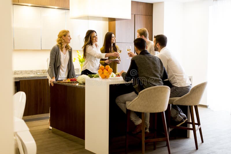 Group of young friends toasting with white wine at dinner royalty free stock images Group of young friends toasting with white wine at dinner royalty free stock images