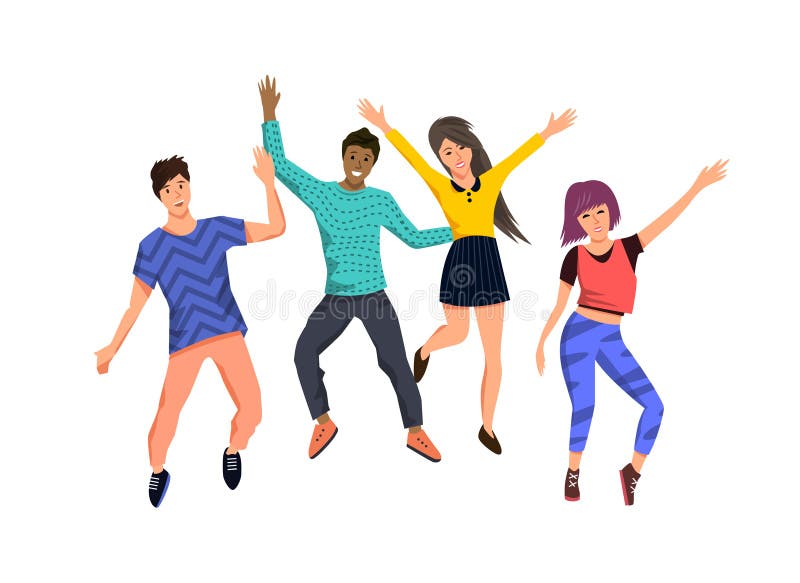 Happy Jumping People stock illustration. Illustration of celebration ...