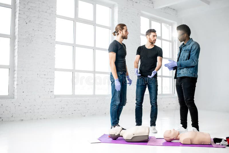 Group of young people during the first aid training royalty free stock photography Group of young people during the first aid training royalty free stock photography