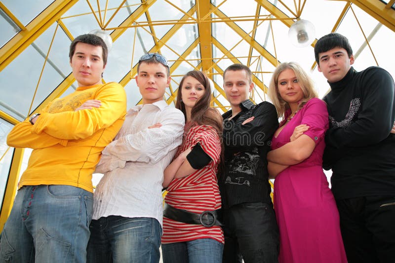 Group of young people on footbridge