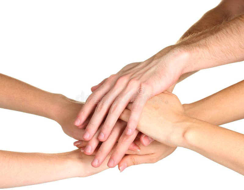 Group of young people's hands stock photo