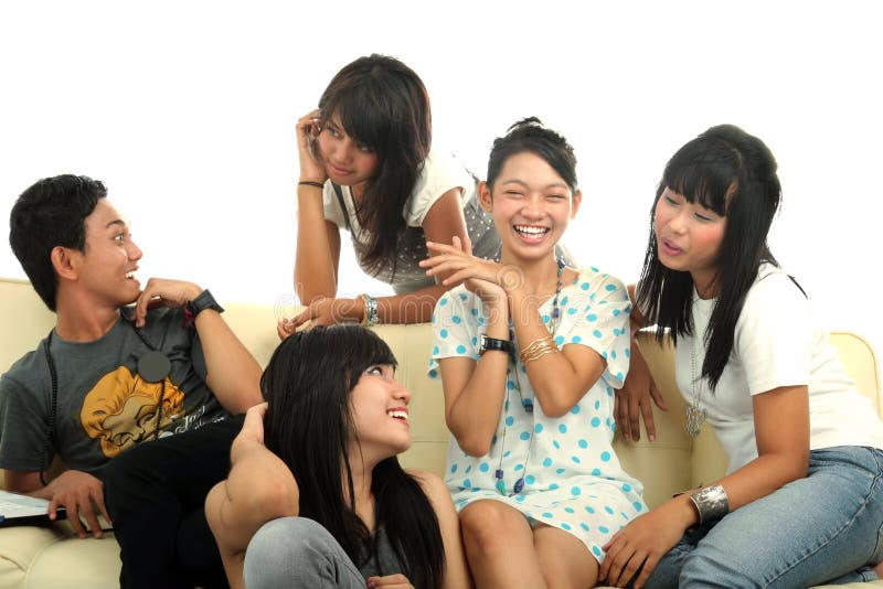 Group of young people on sofa