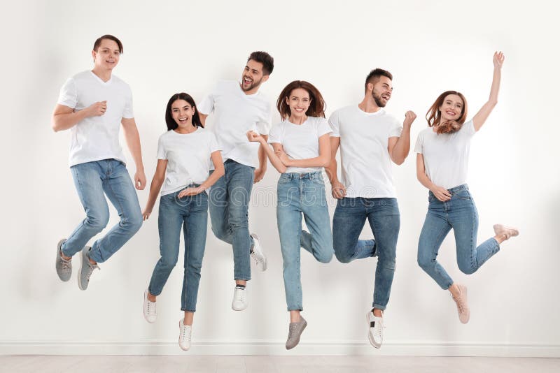 Full Body Photo Of Funky Pretty Lady Jumping High Up Celebrating Weekend  Vacation Start Wear Casual Green Shirt Yellow Pants Sneakers Isolated Blue  Color Background Stock Photo - Download Image Now - iStock