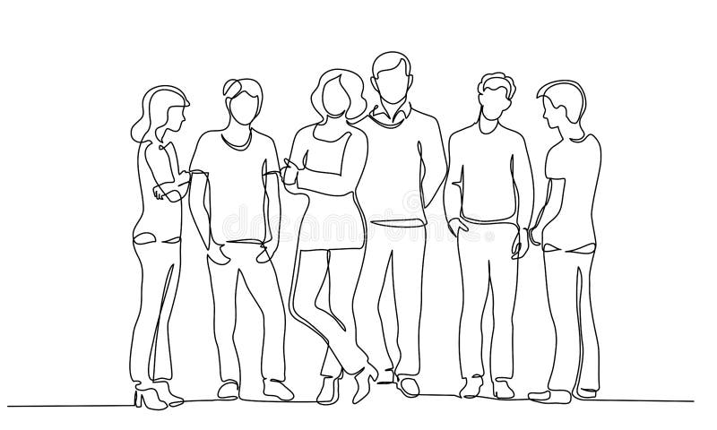 https://thumbs.dreamstime.com/b/group-young-teenagers-standing-teachers-together-continuous-one-line-drawing-vector-illustration-isolated-193411279.jpg