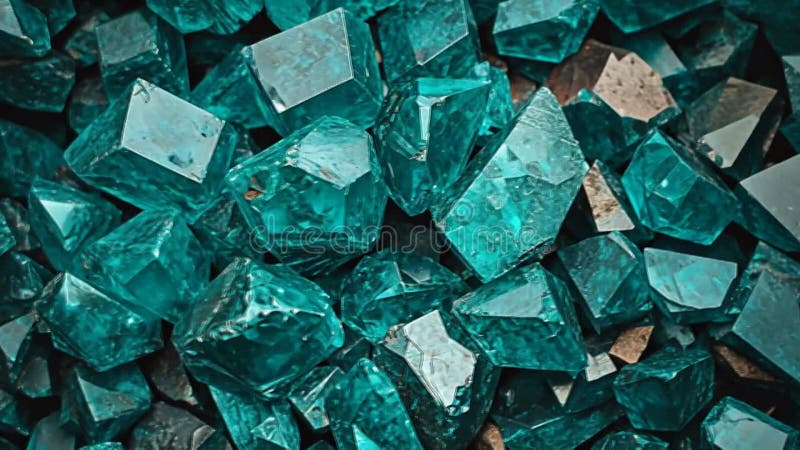 Groupe cristal Teal : un agencement dense de facettes étincelantes dans les tons aquamarines et turquoise illustration stock