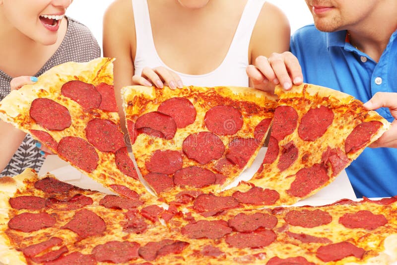 Groupe D'amis Avec La Pizza Photo stock Image du taille