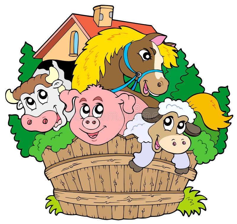 Group of farm animals - illustration. Group of farm animals - illustration.