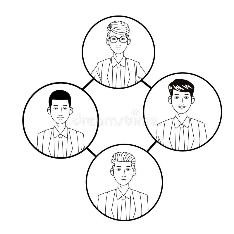 Groupe d'image de profil d'avatar d'hommes d'affaires dans l'ic?ne ronde noire et blanche illustration de vecteur Groupe d'image de profil d'avatar d'hommes d'affaires dans l'ic?ne ronde noire et blanche illustration de vecteur