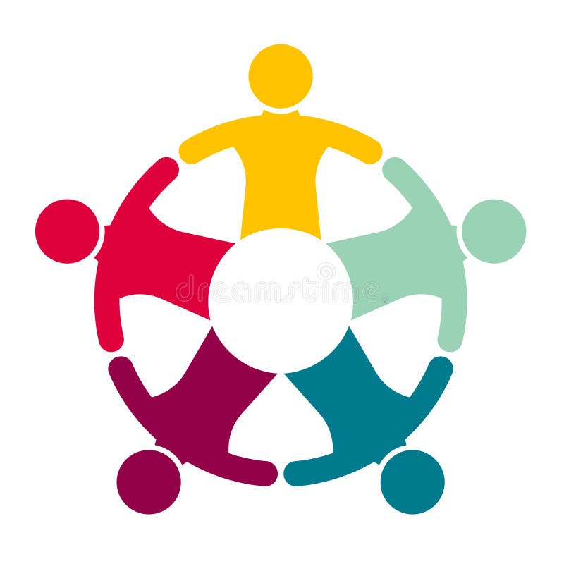 Groupe de cinq personnes en cercle Réunion de travail d'équipe les gens se réunissent dans la chambre illustration stock Groupe de cinq personnes en cercle Réunion de travail d'équipe les gens se réunissent dans la chambre illustration stock