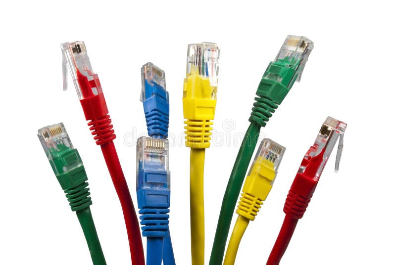 Groupe de câbles brillamment colorés de réseau Ethernet photographie stock