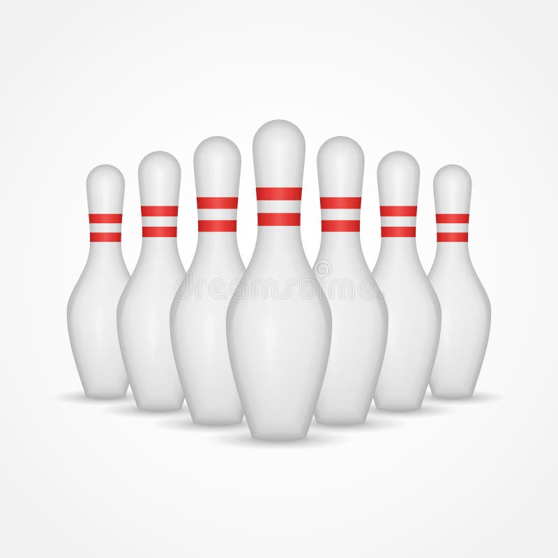 Groupe de goupilles de bowling sur le fond blanc illustration stock Groupe de goupilles de bowling sur le fond blanc illustration stock