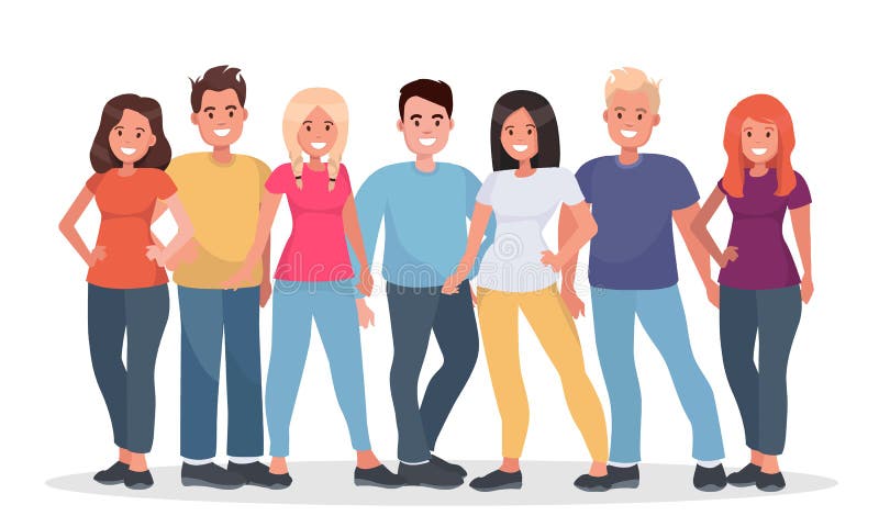 Groupe de personnes heureuses dans des vêtements sport sur un fond blanc illustration libre de droits Groupe de personnes heureuses dans des vêtements sport sur un fond blanc illustration libre de droits
