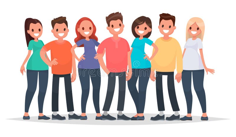 Groupe de personnes heureuses dans des vêtements sport sur un fond blanc V illustration de vecteur Groupe de personnes heureuses dans des vêtements sport sur un fond blanc V illustration de vecteur