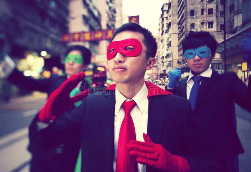 Groupe de super héros chinois d'affaires d'appartenance ethnique photos stock Groupe de super héros chinois d'affaires d'appartenance ethnique photos stock