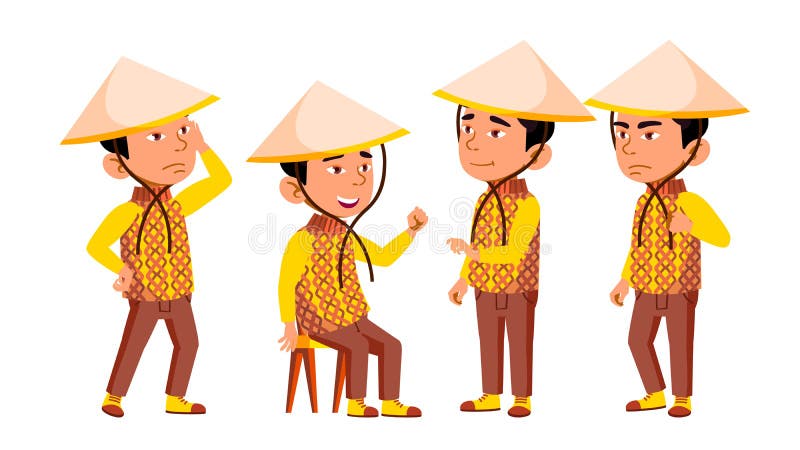 Groupe de vecteur vietnamien d'enfants de caractère illustration stock Groupe de vecteur vietnamien d'enfants de caractère illustration stock
