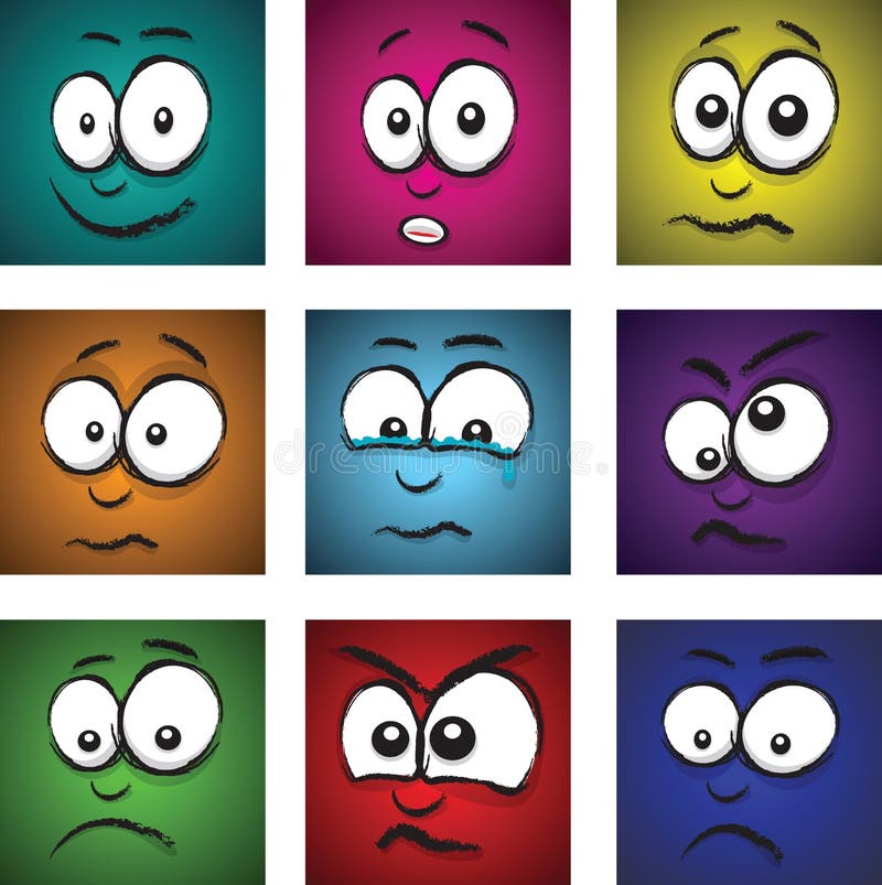 Groupe de visage de bande dessinée illustration stock