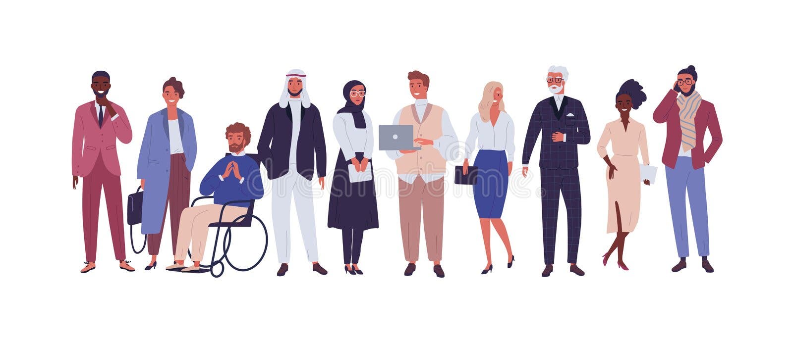Groupe divers d'hommes d'affaires, d'entrepreneurs ou d'employés de bureau d'isolement sur le fond blanc Société multinationale Groupe divers d'hommes d'affaires, d'entrepreneurs ou d'employés de bureau d'isolement sur le fond blanc Société multinationale