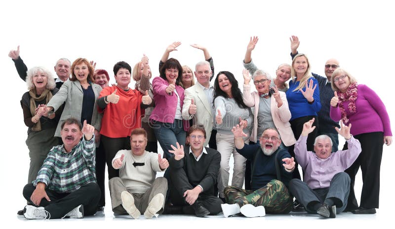 Groups Of Happy Mature People Showing Their Success Stock Image Image Of Success Multi