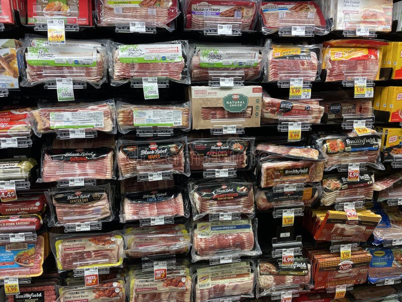 A Super Market Meat Section Aisle Stock Photo, Picture and Royalty