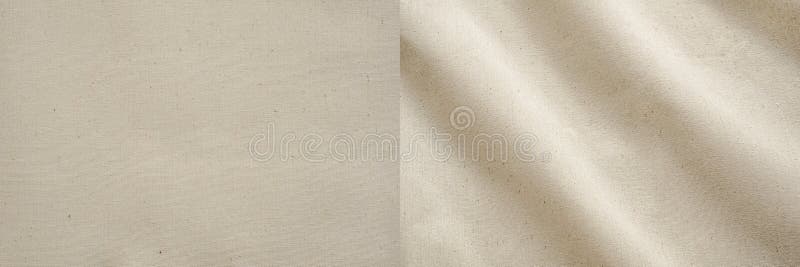 Grovt kalico, kanvas beige cloth texture bakgrund, calicotextilier, vågväv arkivbild