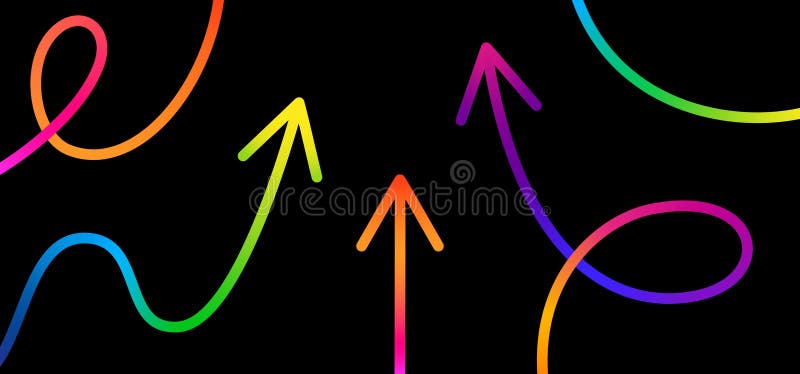 Grow Up Gradient Arrows. Abstract Background with Neon Color Lines. Vector Pattern with Rainbow Arrows - Business Design stock illustration