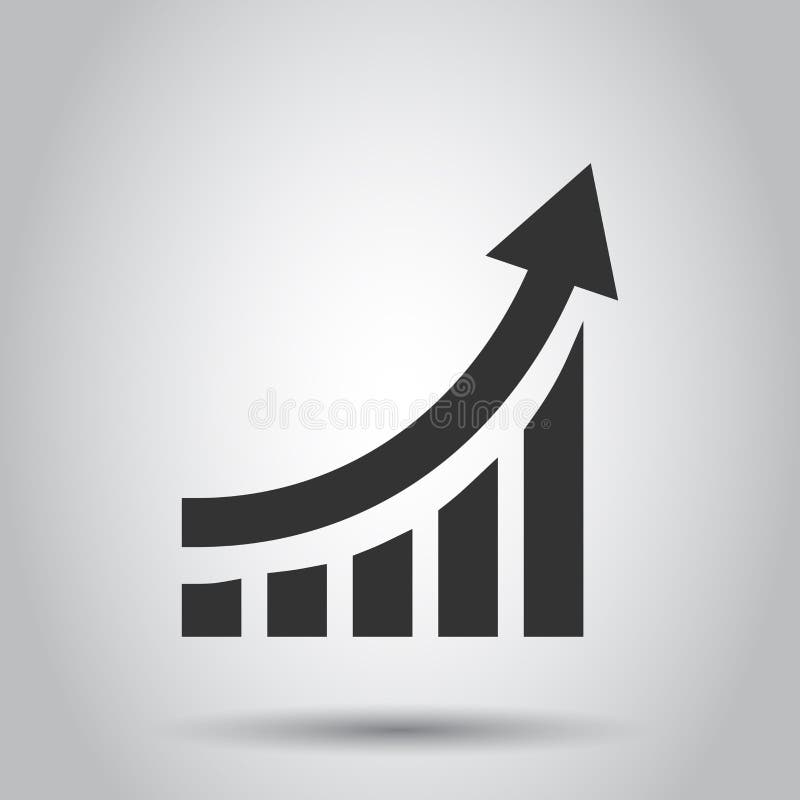 Growing Bar Graph Icon in Flat Style. Increase Arrow Vector Illustration on  White Background Stock Vector - Illustration of infographic, flat: 139602575