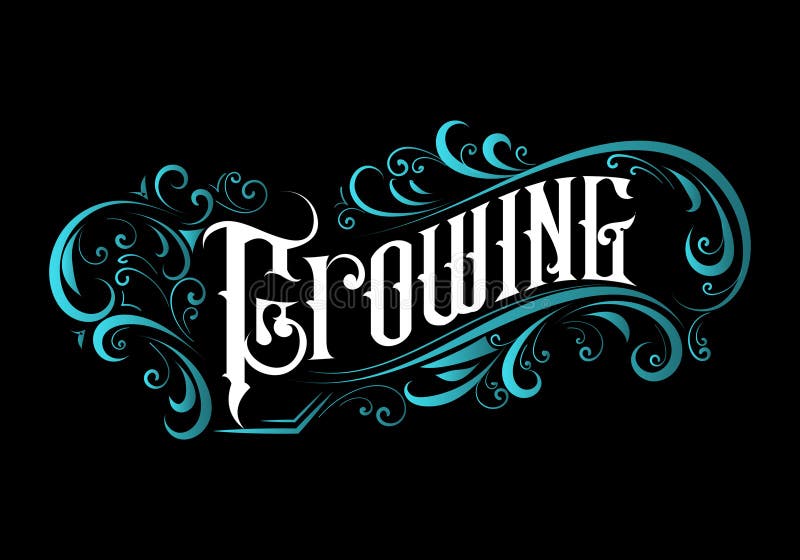 GROWING lettering custom style design vector illustration