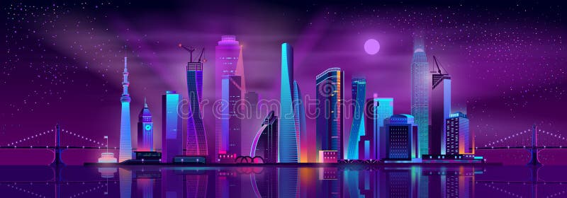 Metropolis nightlife cartoon vector background