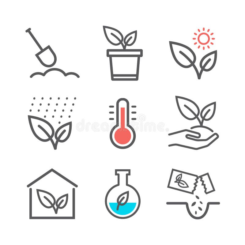 Growing Plants Line Icon. Vector Signs for Web Graphics Stock Vector ...