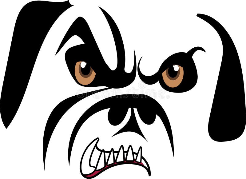 Simplified line representation of a growling bulldog. Growling dog vectors