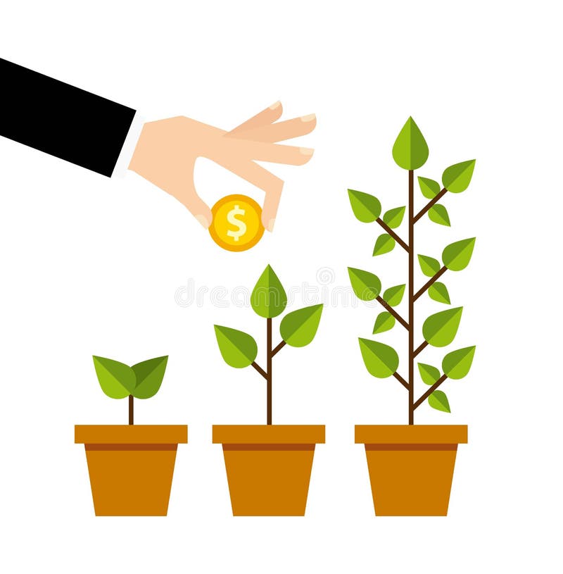 Growth business funding line icons