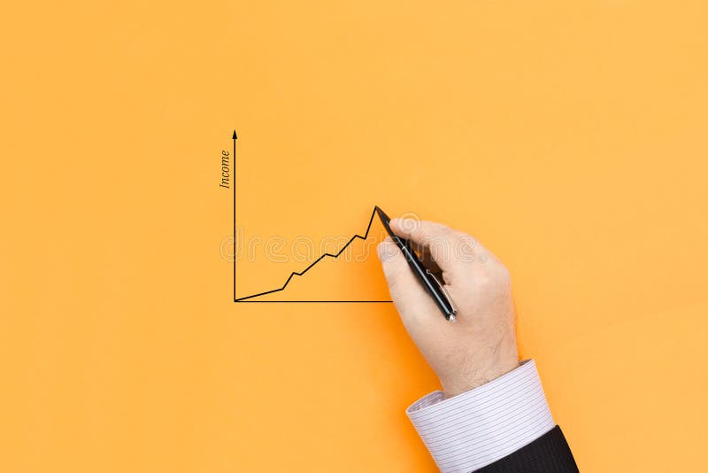 Businessman draws a graph of growth stock images