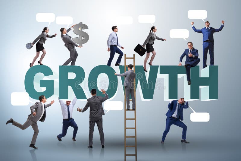 The growth concept with many businessmen