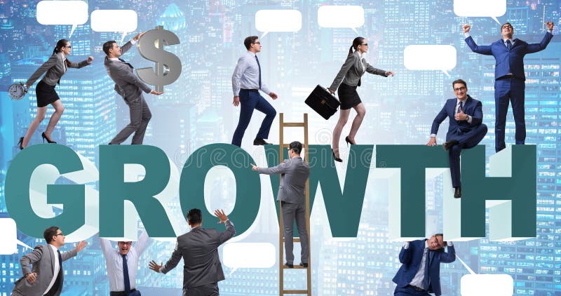 The growth concept with many businessmen