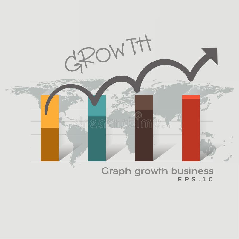 Growth graph business. Business development to success and growing growth concept. Business growth abstract background. Pointing stock illustration