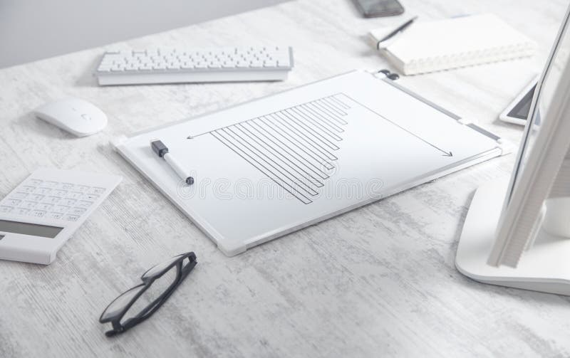 Growth graph in office desk. Business development concept. Desk business concept stock images, royalty-free photos and pictures