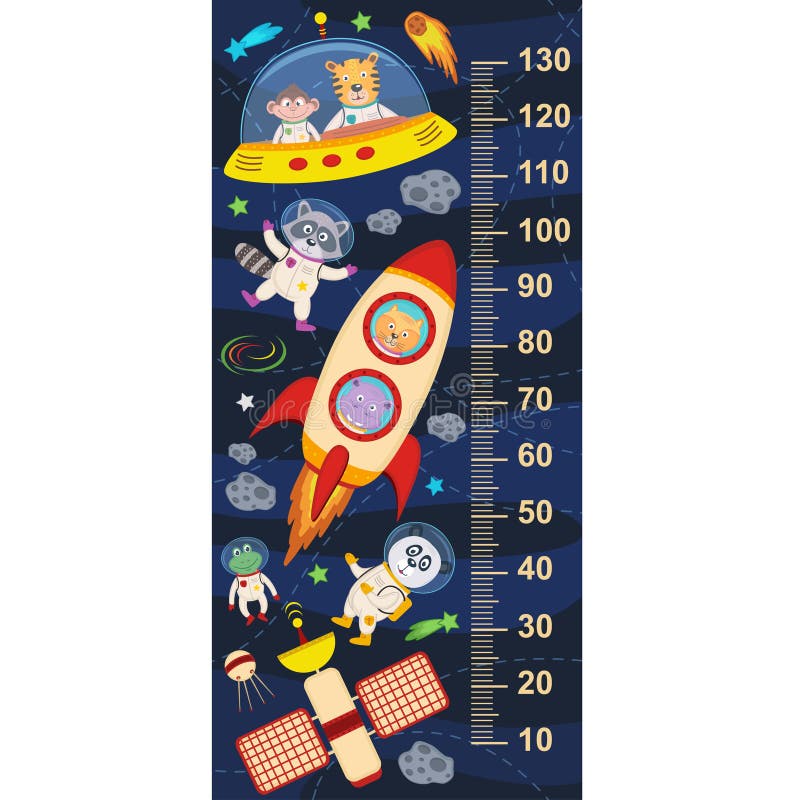 Growth measure with animals in cosmos stock illustration
