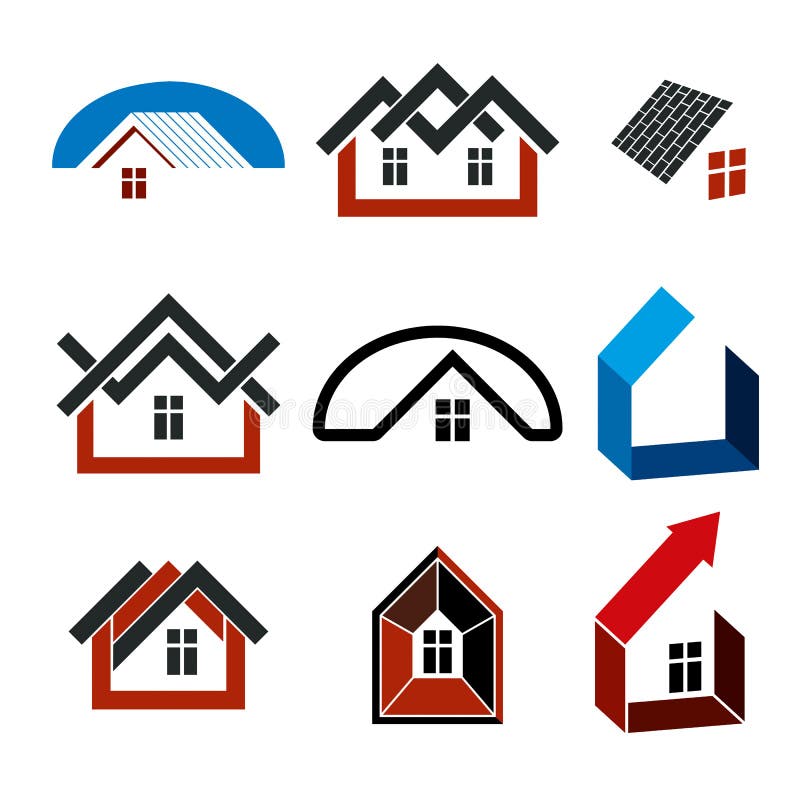 Growth Trend of Real Estate Industry - Simple House Icons. Abstract ...