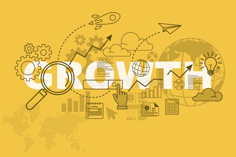 Growth web page banner concept with thin line flat design vector illustration